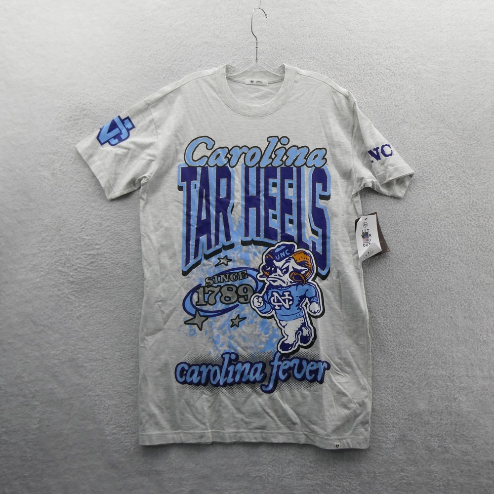 47 Brand Shirt Womens Small UNC Tar Heels Grey Carolina Fever Mascot Cotton